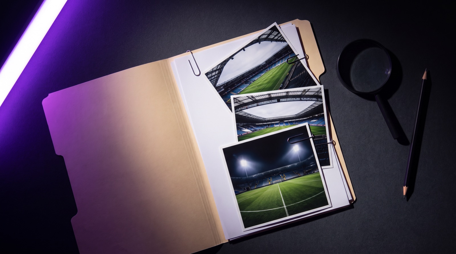 Intelligence dossier folder with match photographs
